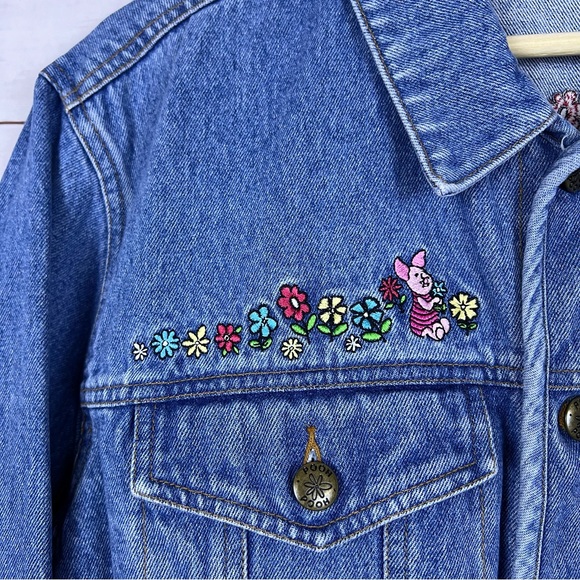 Vintage Disney Piglet Pooh Embroidered Denim Jacket Large - Picture 4 of 7
